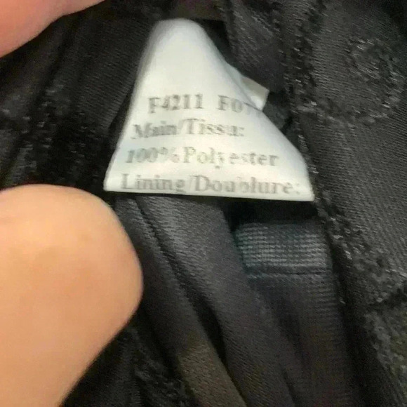 Frank Usher, black on black leaf pattern long sleeved midi cocktail dress - Picture 6 of 11